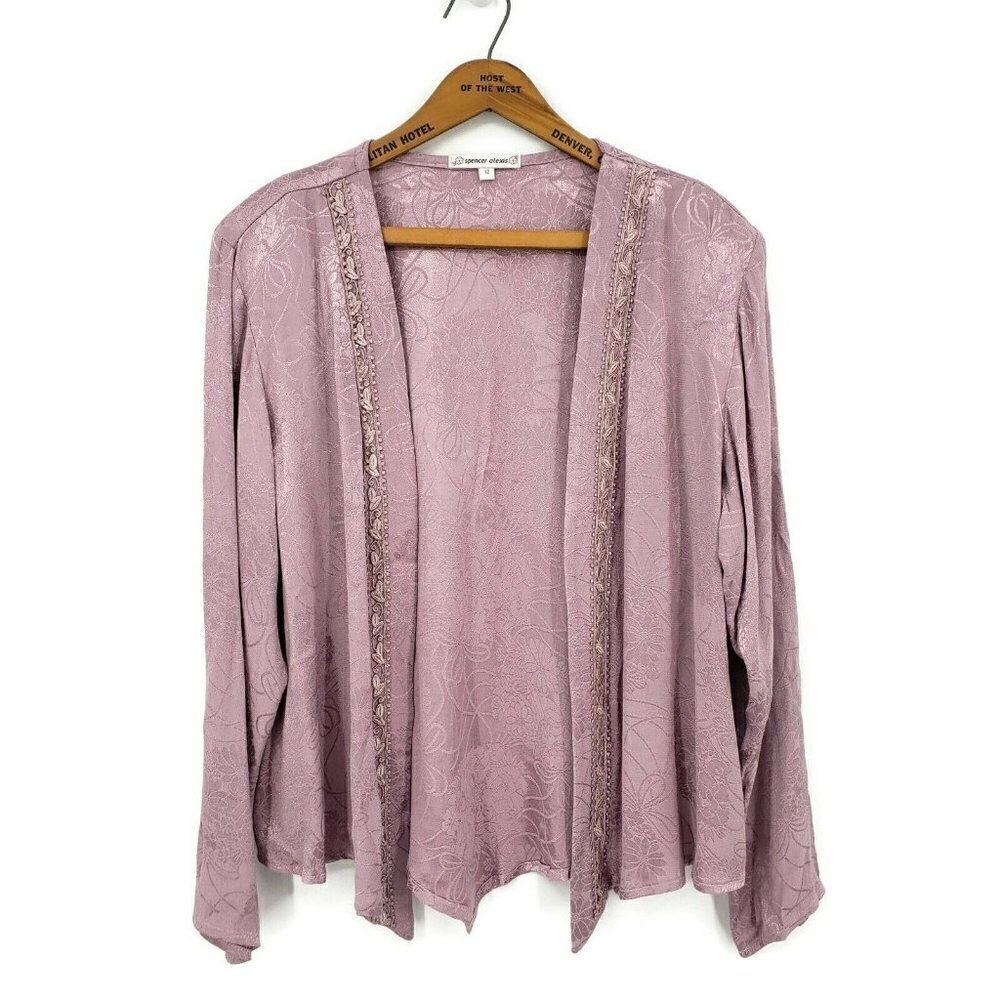 New Spencer Alexis Kimono Open Jacket Womens 12 Lavender Floral
